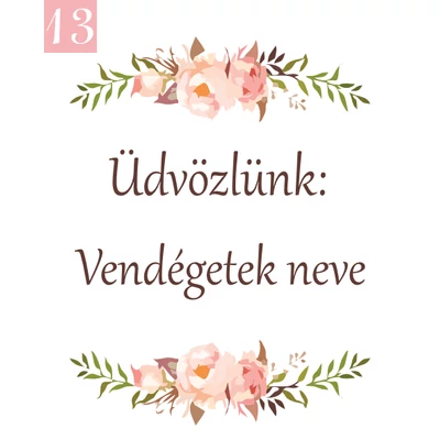 Virágmintás ültetőkártya köszönetajándékhoz