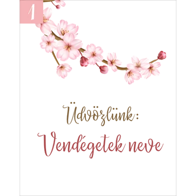 cseresznyevirág mintás ültetőkártya köszönetajándékokhoz