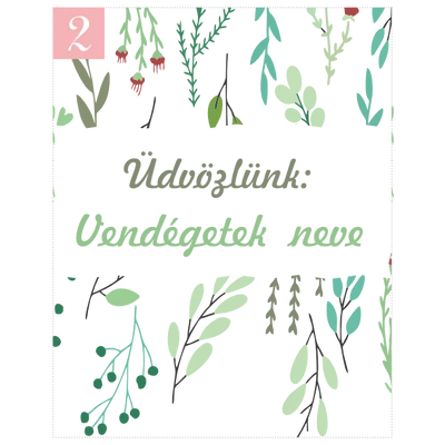 levélmintás ültetőkártya köszönetajándékhoz